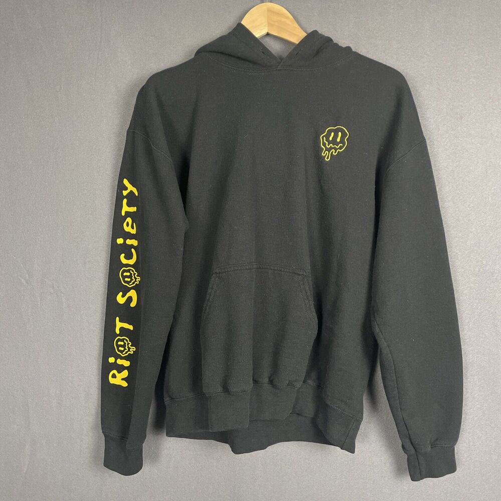Riot Society Black Hoodie with Yellow Graphics
